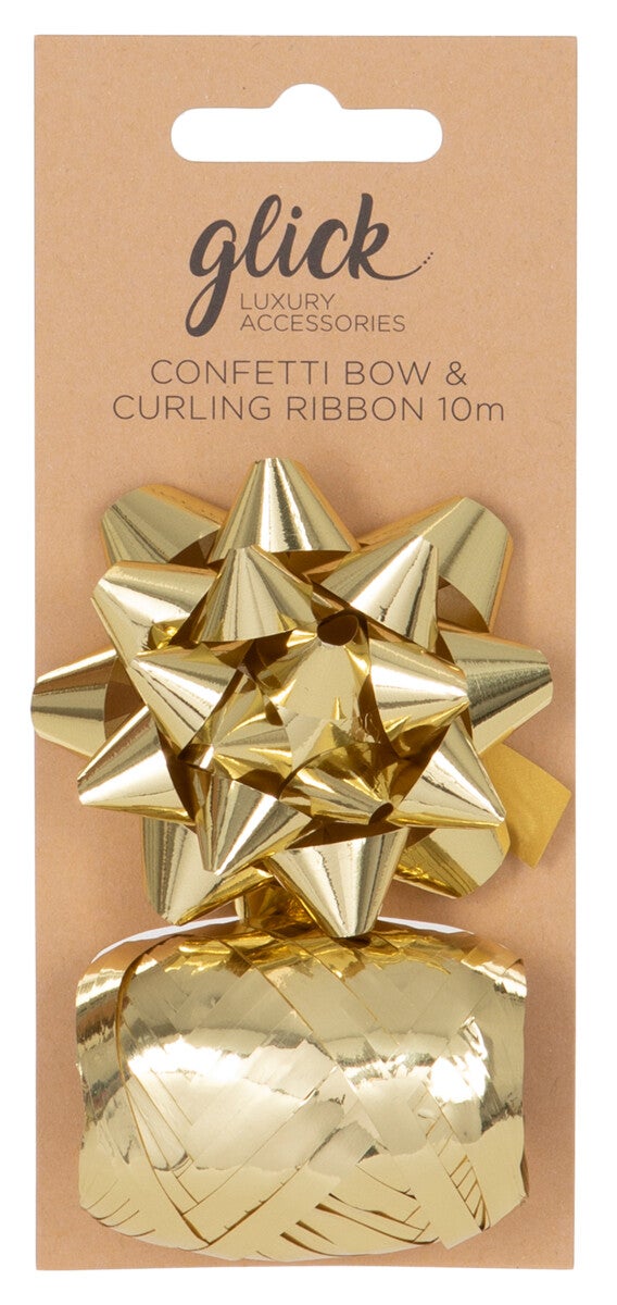 Rosett og Gavebånd Metallic Gull
