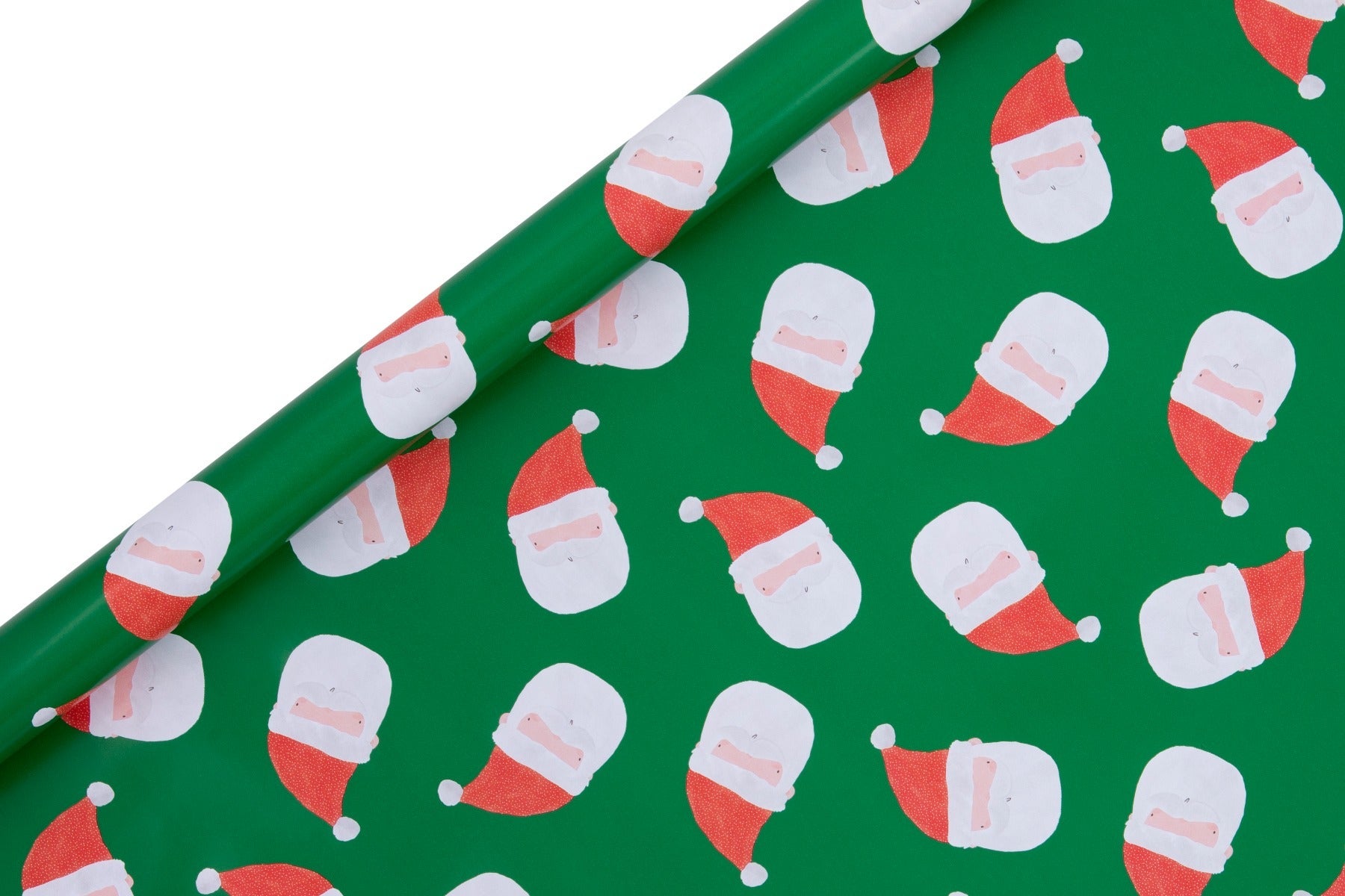 Gavepapir 4m Santa Face Grønn