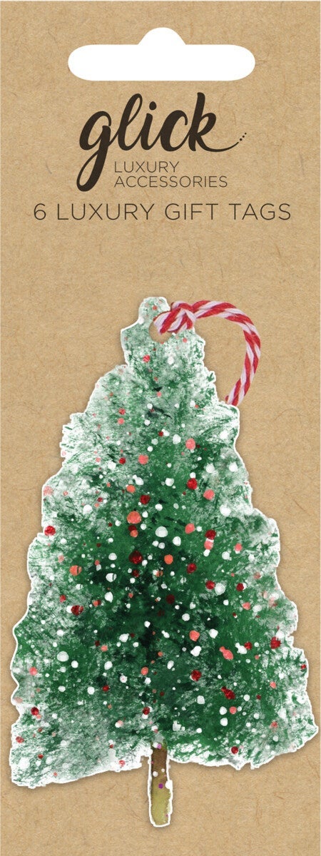 Gavemerkelapper 6pk Tree With Red Baubles
