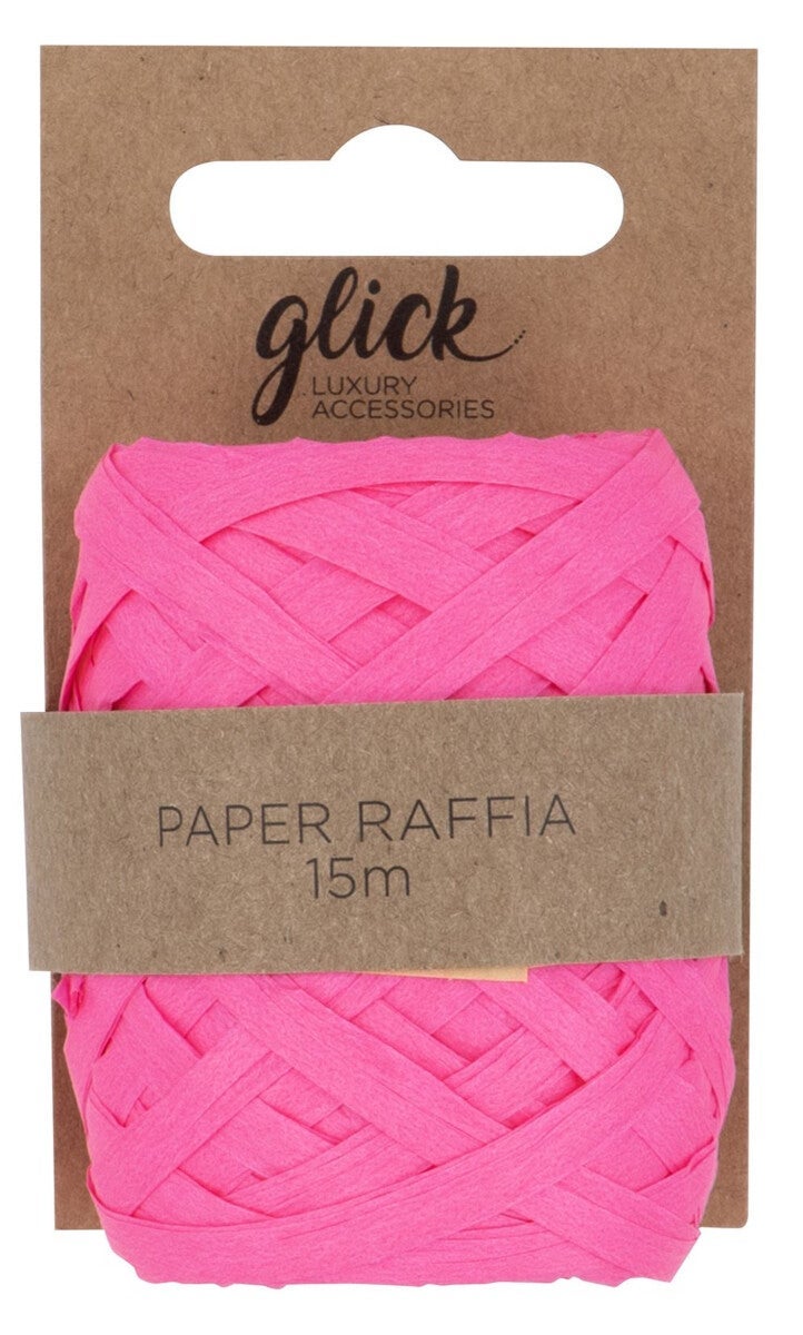 Gavebånd Paper Raffia Neon Pink 15m
