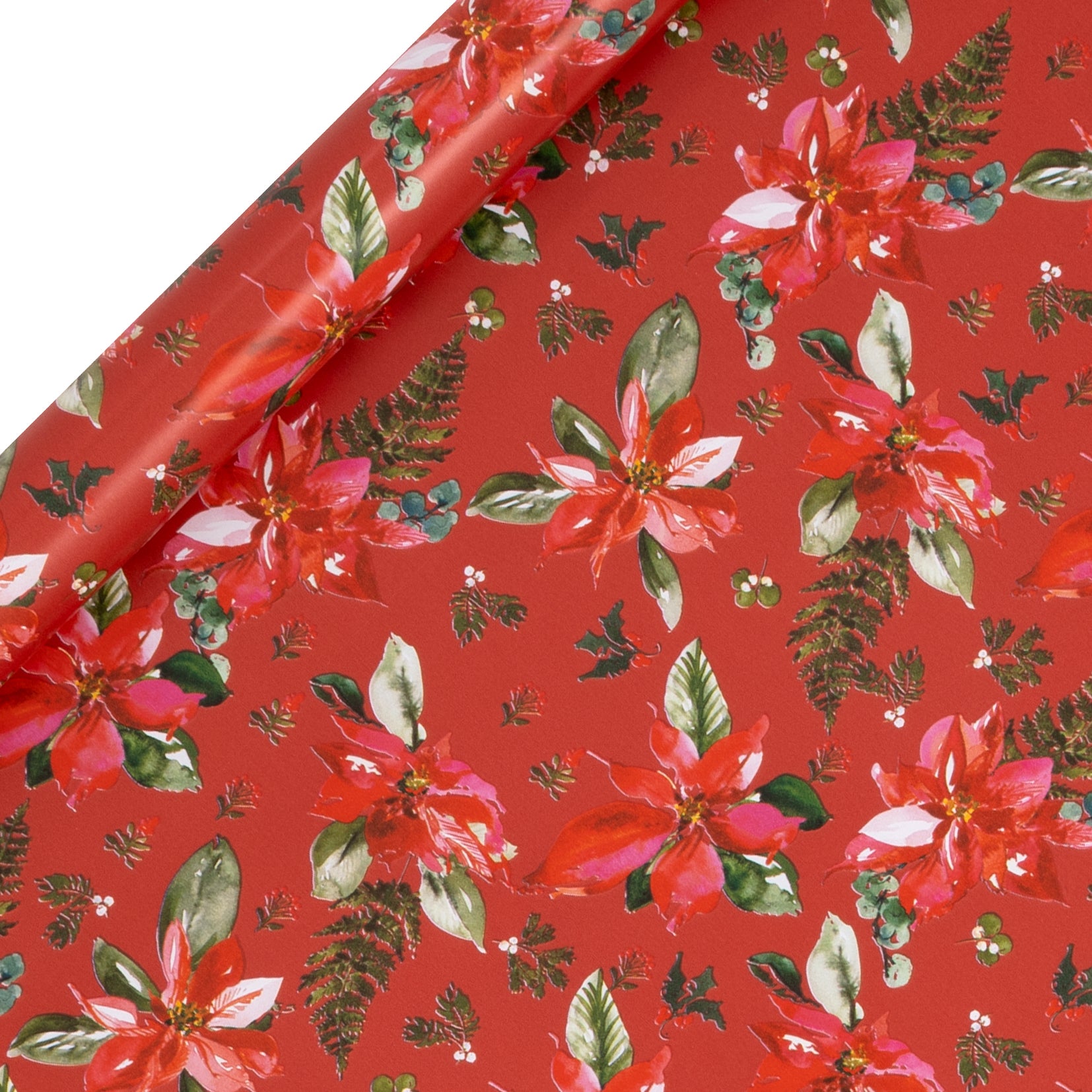 Gavepapir 4m Poinsettia Rød