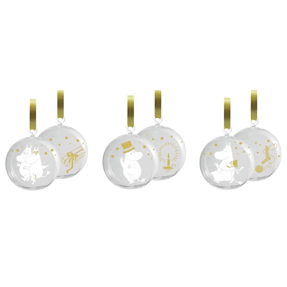 Dekorasjonskule Mummi Sparkling Stars 3 pk glass