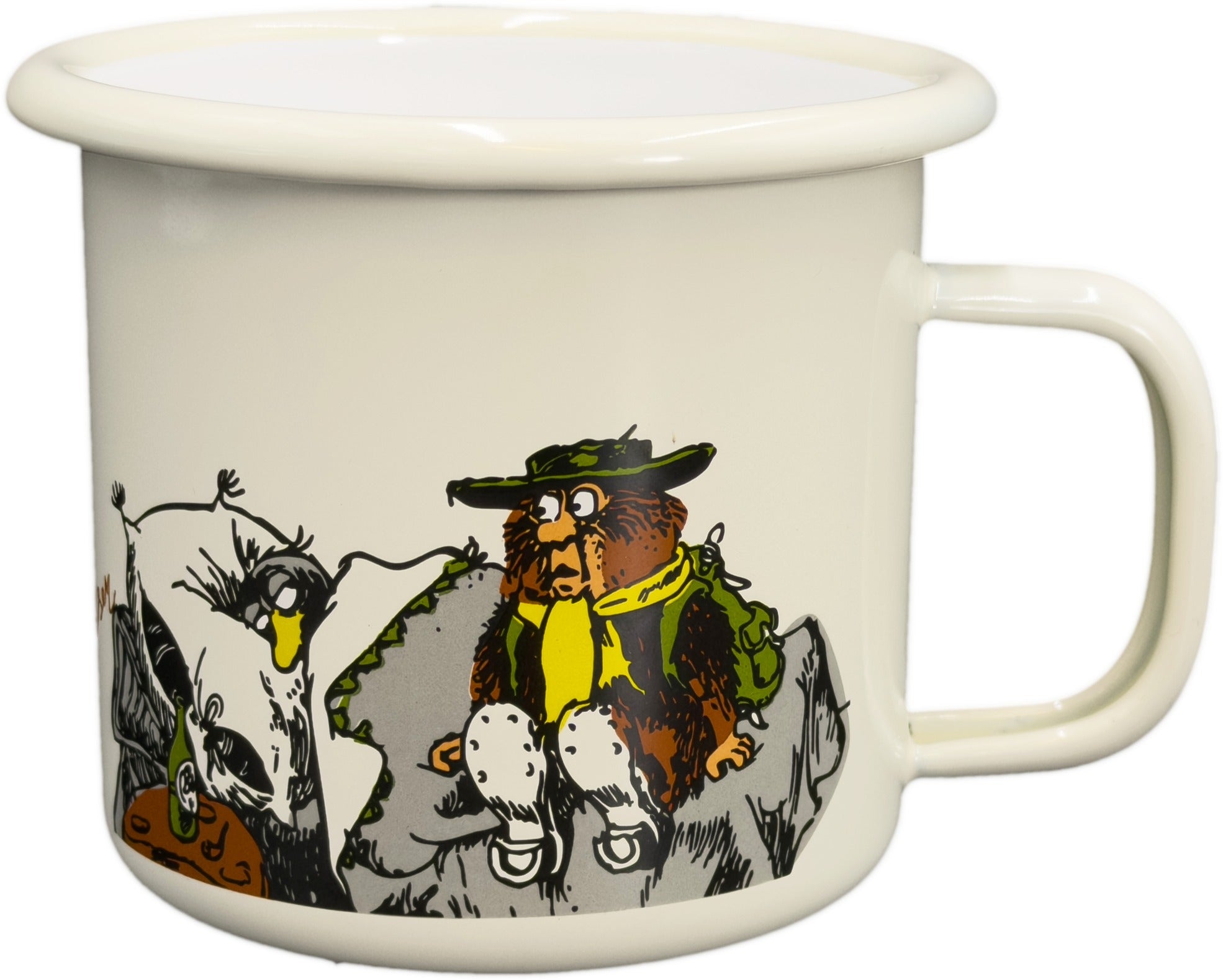 Emaljekopp Flåklypa I sengen 3,5 dl beige