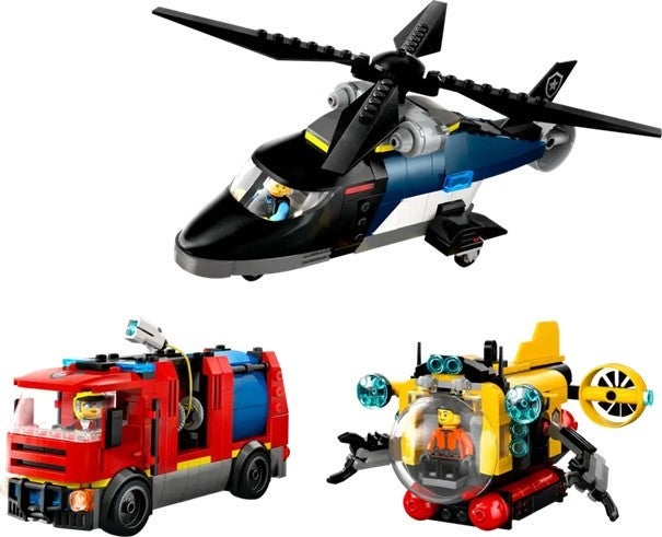 Lego Pakke med helikopter, brannbil og ubåt 60462