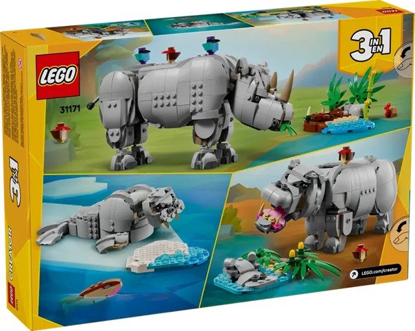Lego Ville dyr Storslått nesehorn med fugler 31171