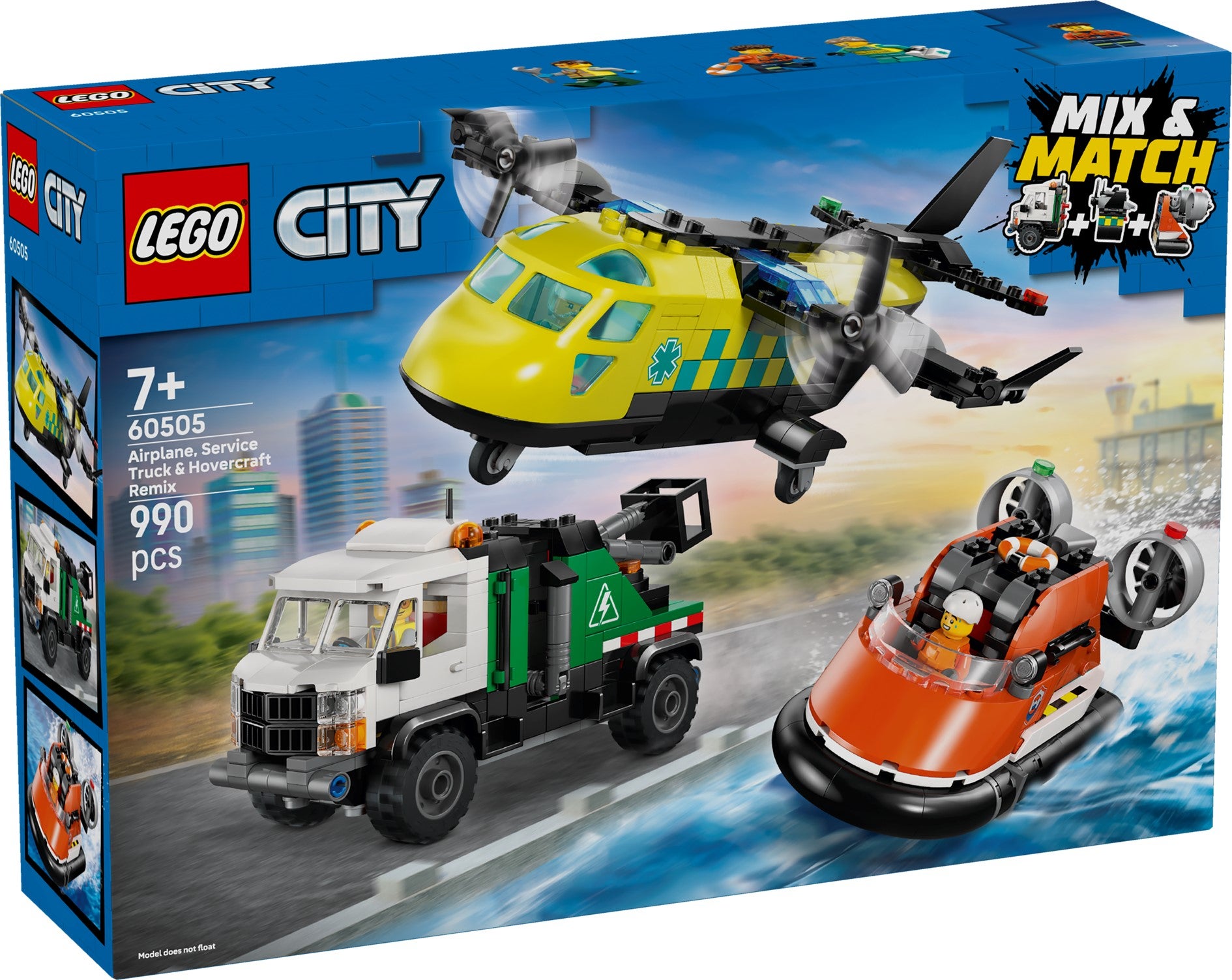 Lego Sett med fly, servicebil og luftputebåt 60505