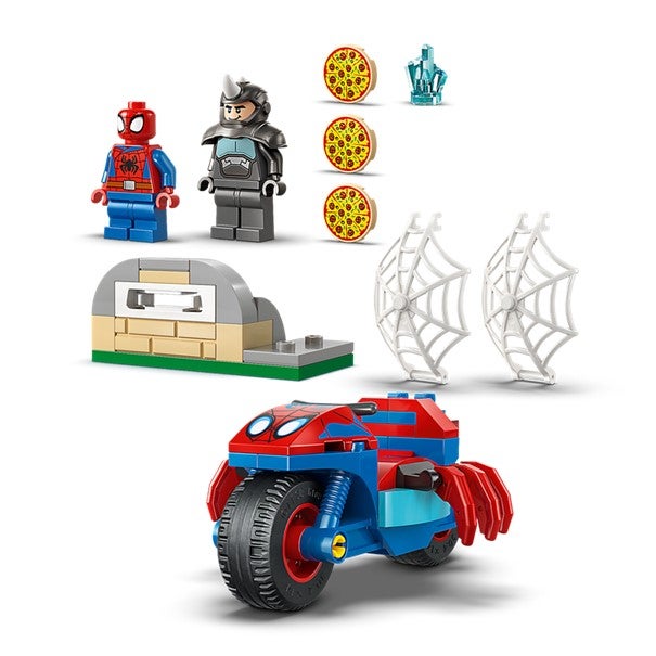 Lego Spidey på motorsykkel mot Rhino 11206