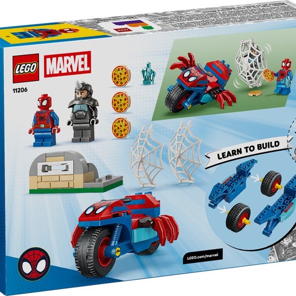 Lego Spidey på motorsykkel mot Rhino 11206
