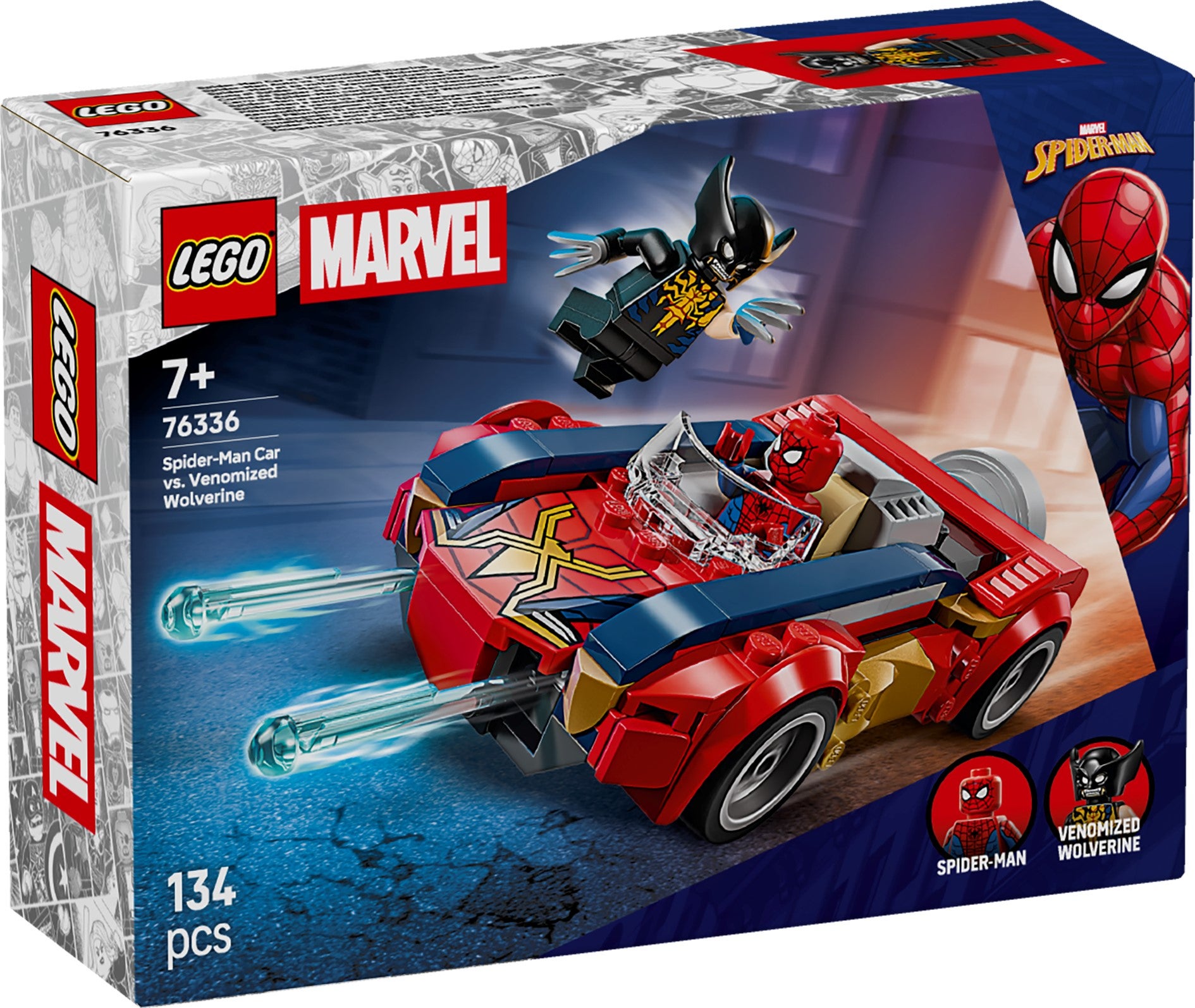 Lego Spider-Man i bil mot venomifisert Wolverine 76336