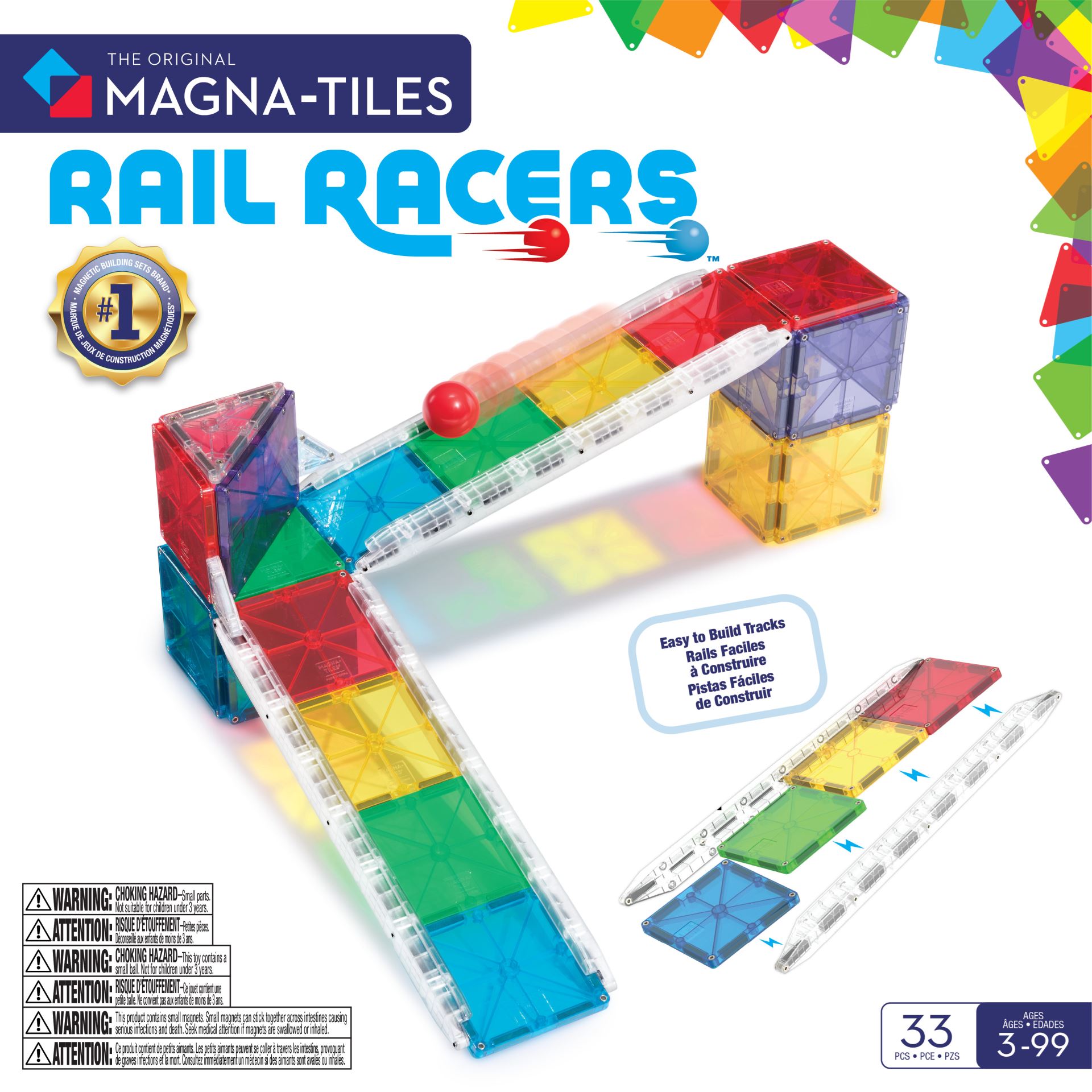 Magna-Tiles Small Rail Racer 33 Pcs