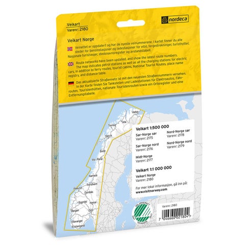Veikart Norge 1:1 000 000 - Veikart