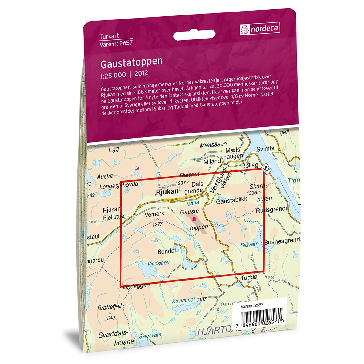 Gaustatoppen - Turkart 1: 25 000