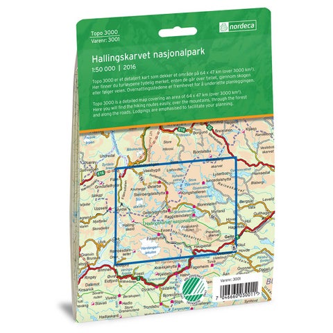 Hallingskarvet nasjonalpark 1:50 000 - Topo 3000
