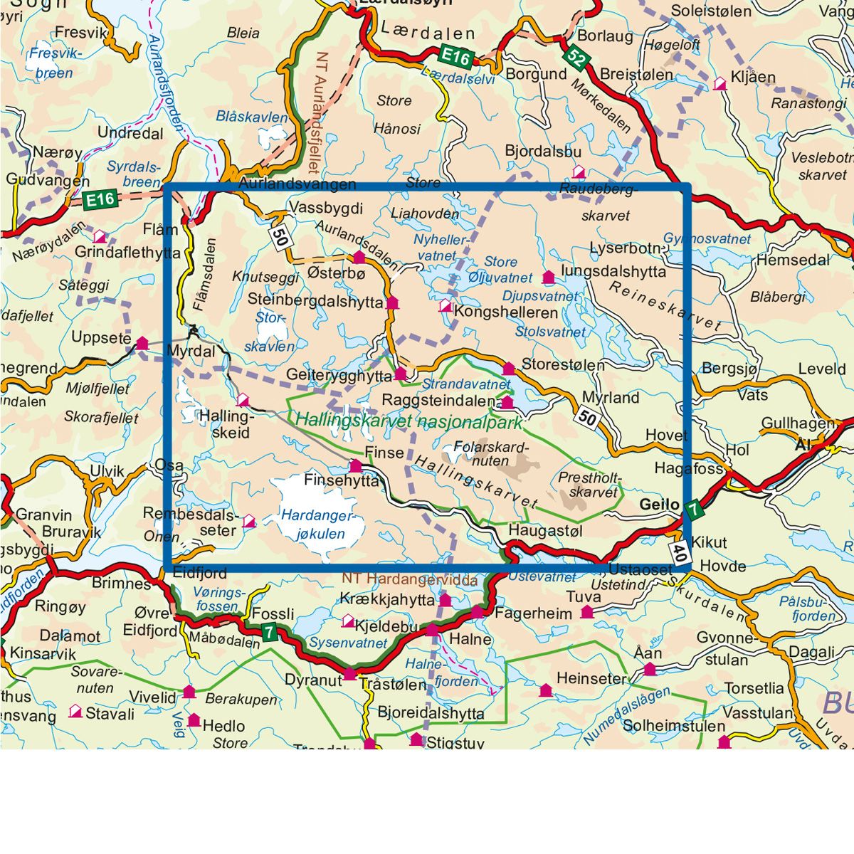 Hallingskarvet nasjonalpark 1:50 000