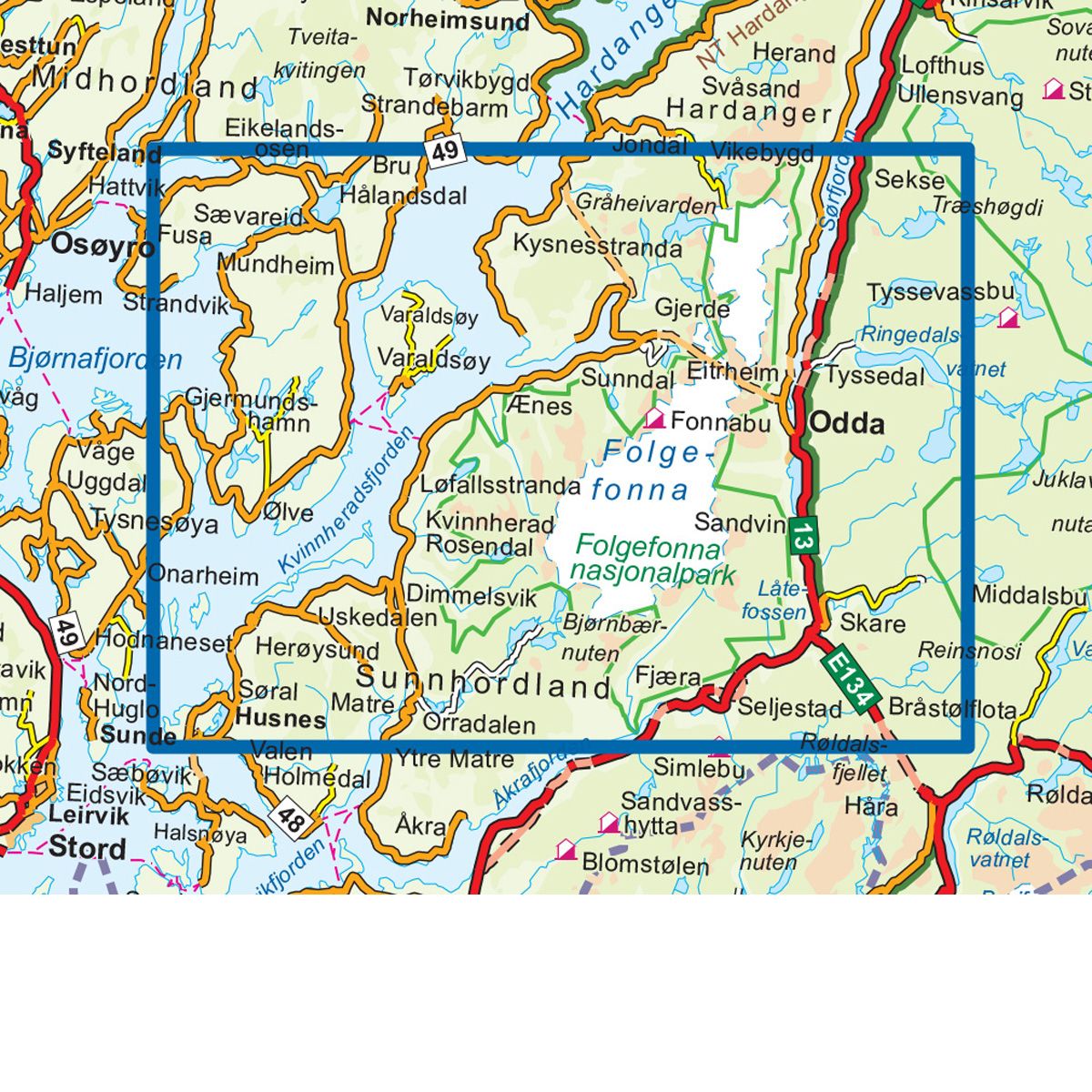 Folgefonna Nasjonalpark 1:50 000