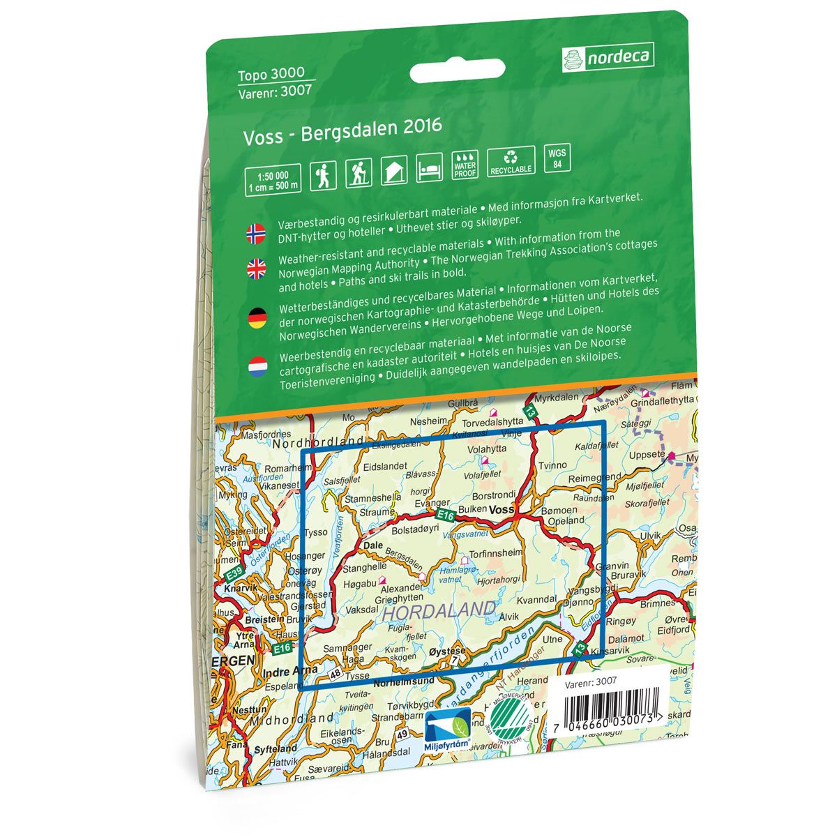 Voss-Bergsdalen 1:50 000 - Topo 3000