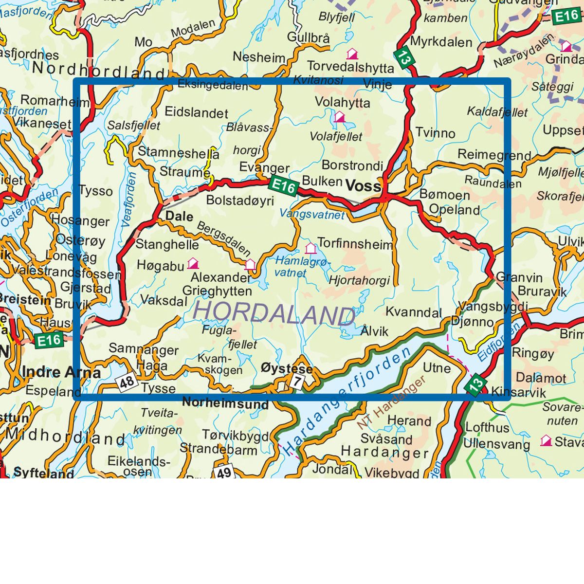 Voss-Bergsdalen 1:50 000