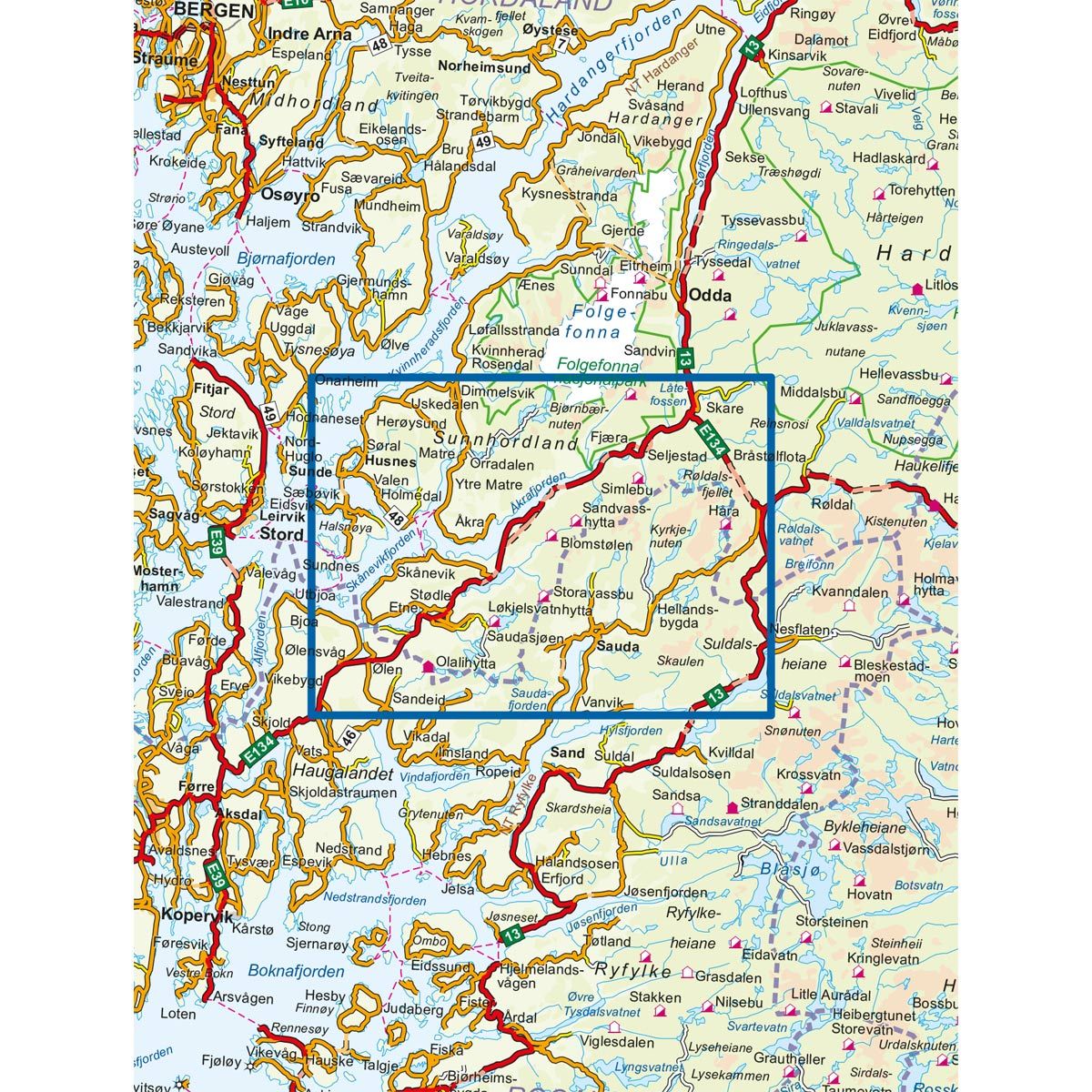 Indre Etnefjell 1:50 000