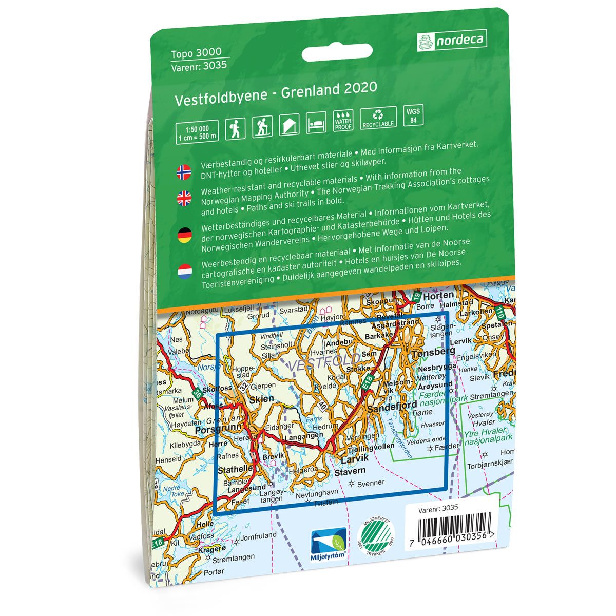 Vestfoldbyene-Grenland 1:50 000 - Topo 3000