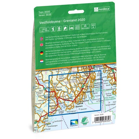 Vestfoldbyene-Grenland 1:50 000 - Topo 3000