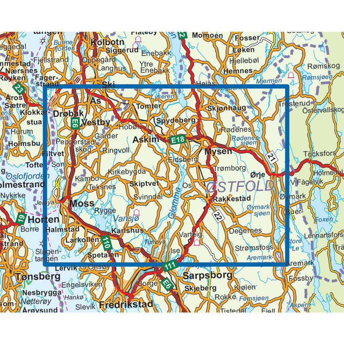 Indre Østfold 1:50 000