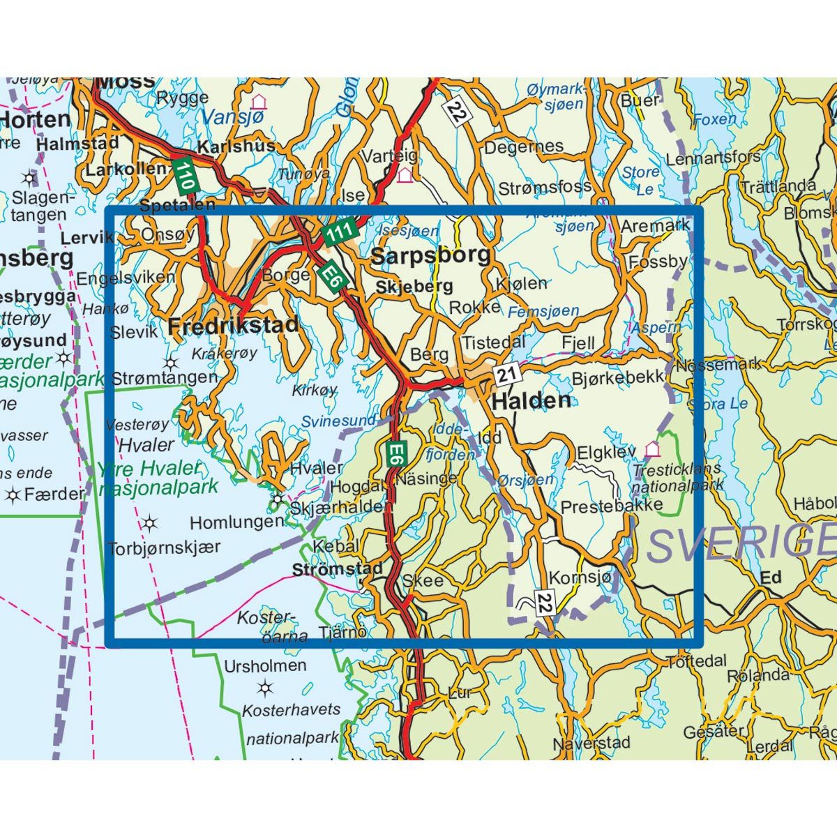 Fredrikstad-Halden 1:50 000