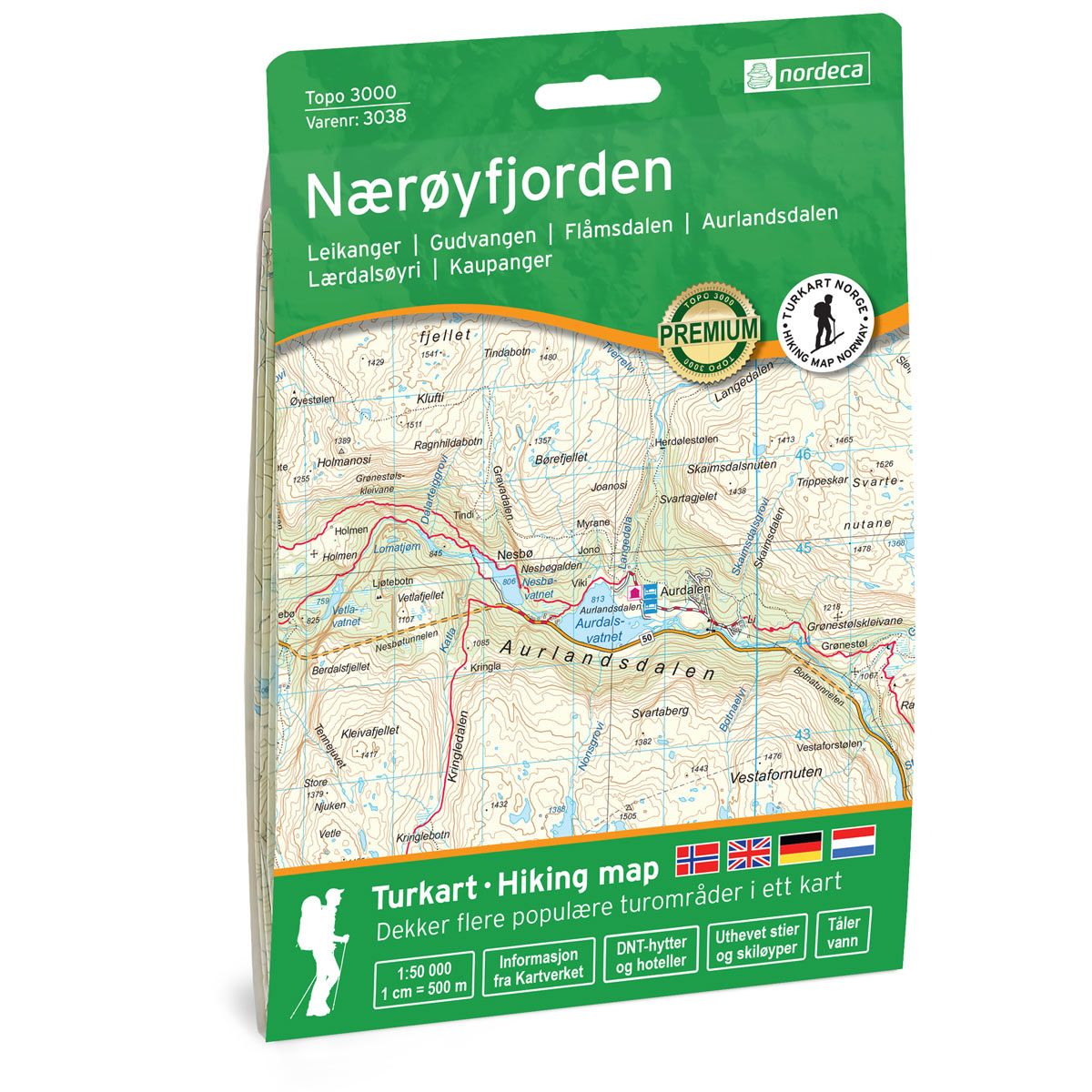 Nærøyfjorden 1:50 000 - Topo 3000