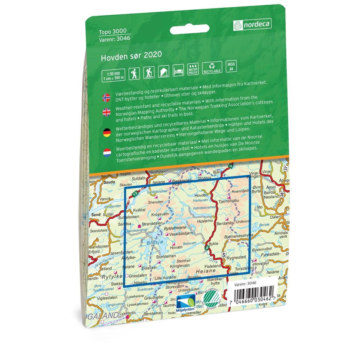 Hovden Sør 1:50 000 - Topo 3000