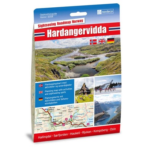Hardangervidda 1:250 000 - Bilguide for aktiviteter, attraksjoner og severdig