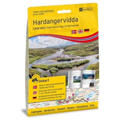 Hardangervidda 1:250 000 m/hefte - Bilguide for aktiviteter, attraksjoner og severdig