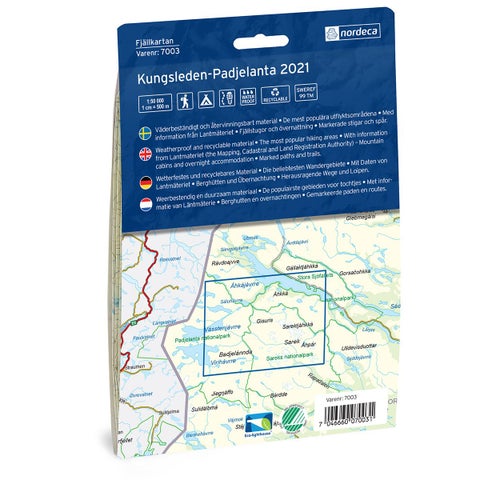 Kungsleden-Padjelanta 1:50 000 - Svensk fjellkart