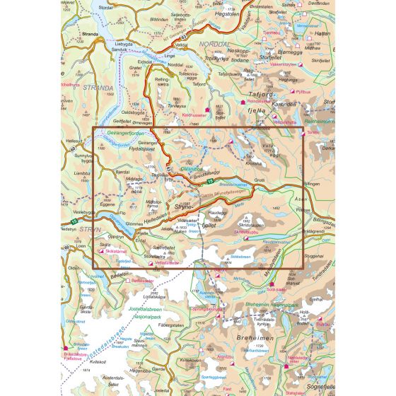 Nasjonale turistveger - Gamle Strynefjellsvegen - 1:50 000