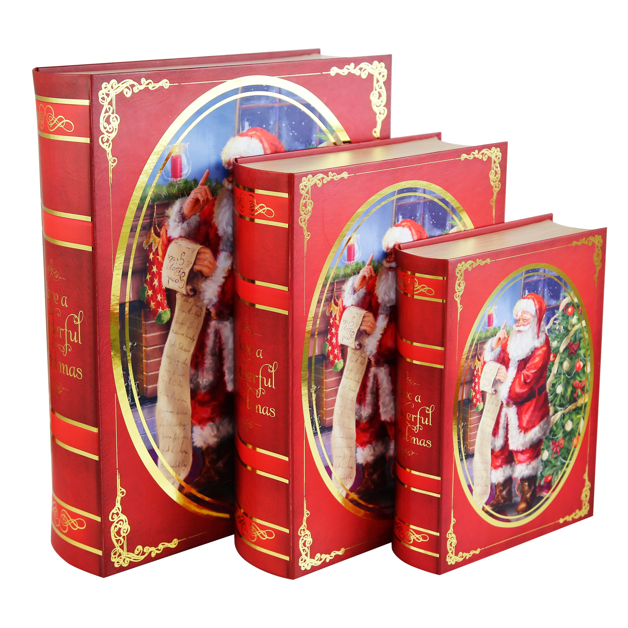 Gaveesker i sett Bok Trad Santa Rød (3)