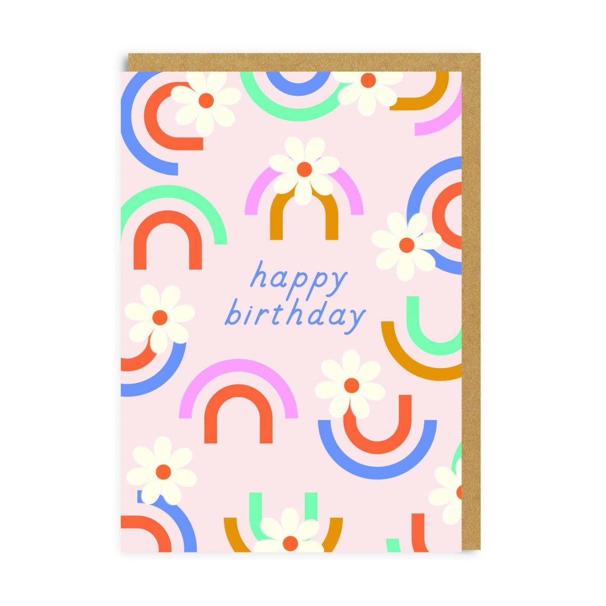 Kort Happy Birthday Floral Rainbow