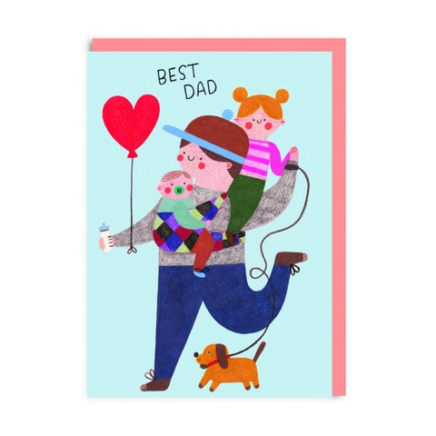 Kort Farsdag Dad with Kids and Dog