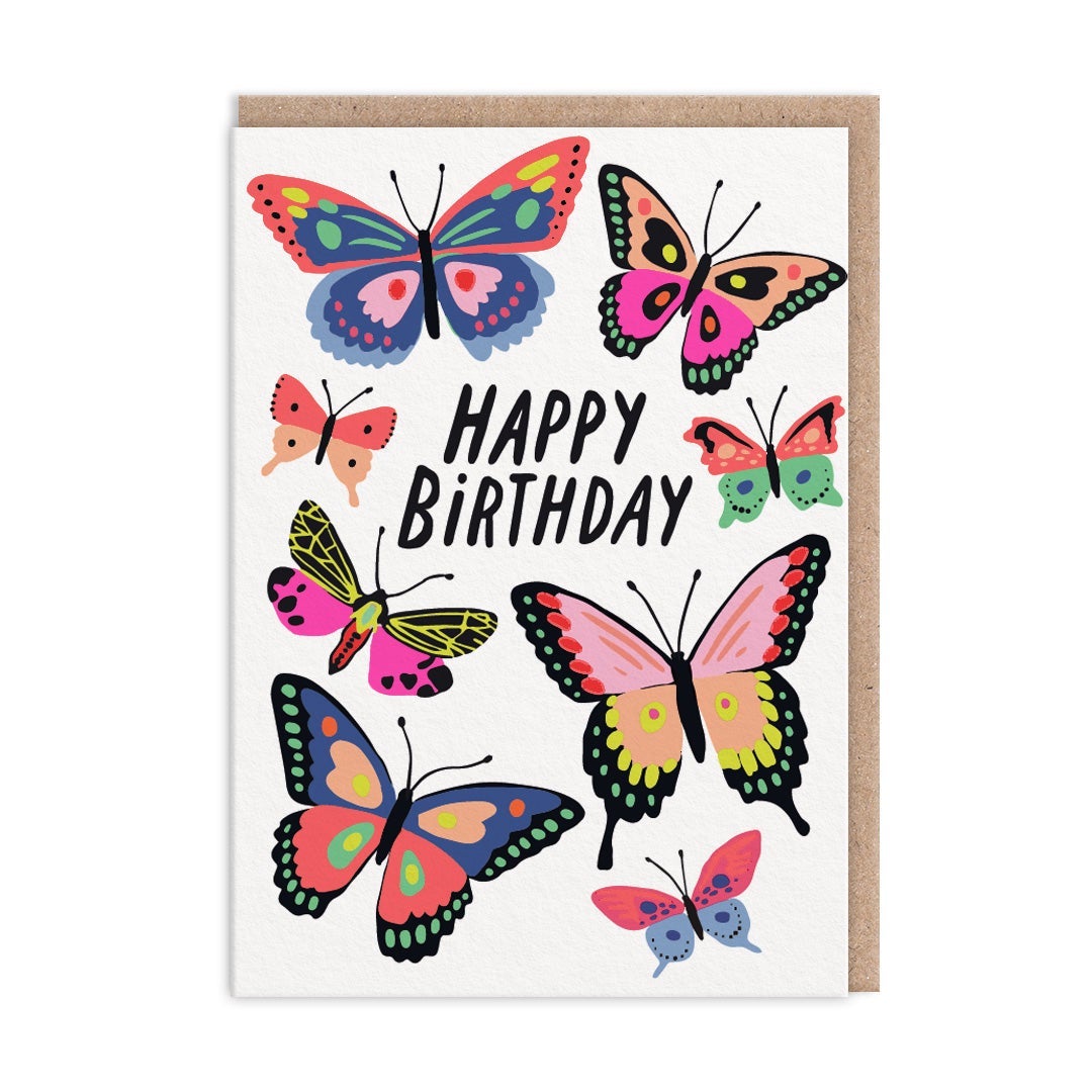 Kort Happy Birthday Butterflies