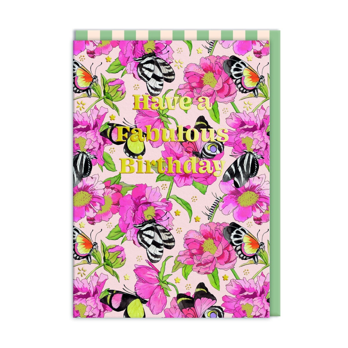 Kort Fabulous Birthday Butterflies and Peonies