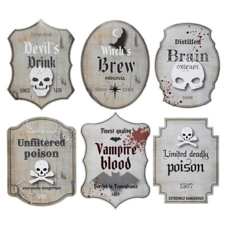 Flaskeetiketter Halloween 6 St