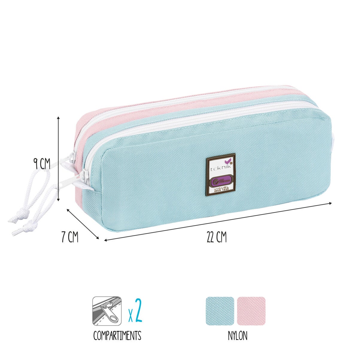 Pennal Teknikk 2 rom pastell blå-rosa