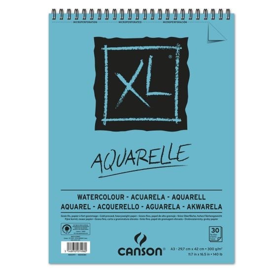 Tegneblokk Canson XL 30 ark 300 gr A3 - Aquarelle
