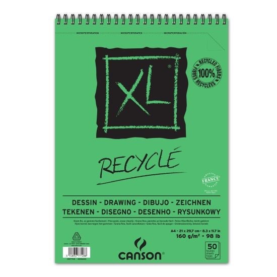 Tegneblokk Canson XL 50 ark 160 gr A4 - Recycle