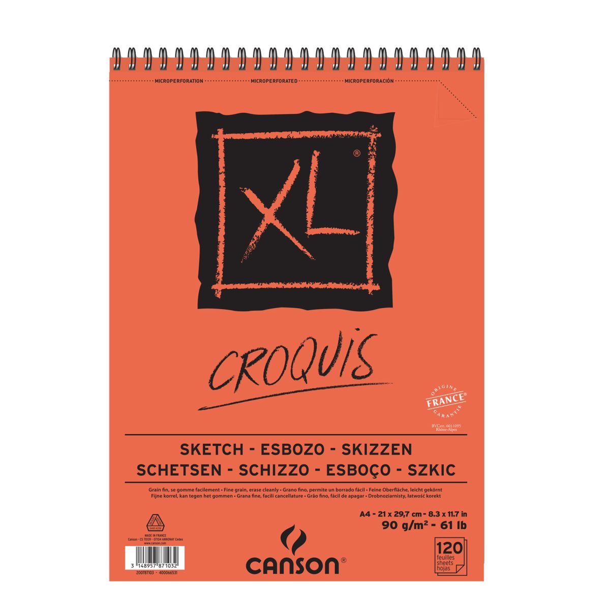 Tegneblokk Canson XL 120 ark 90 gr A4 - Croquis