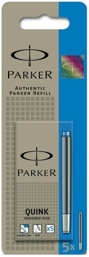 Parker Quink Blekkpatroner Washable 5pk Blå