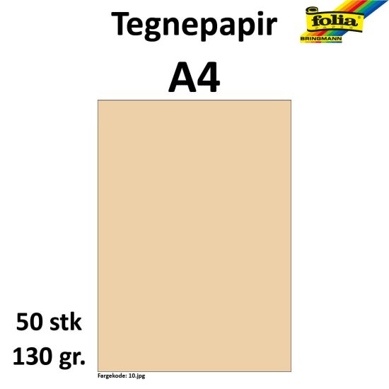 Tegnepapir A4 50 ark, 130g, Sandbrun