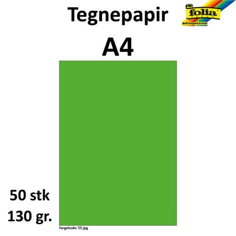 Tegnepapir A4 50 ark, 130g, Gressgrønn