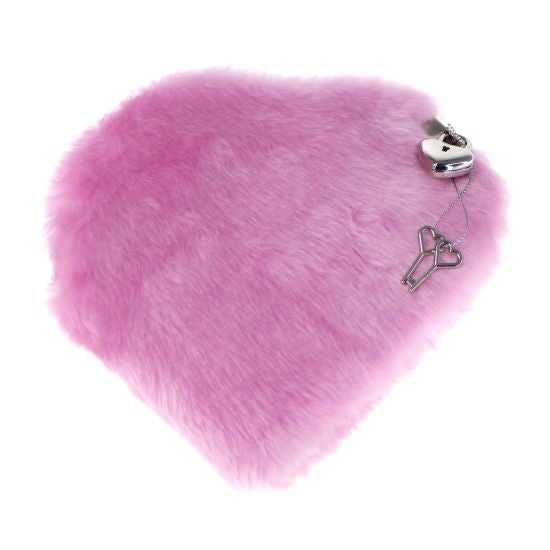 Dagbok Hjerte Plysj Med Lås Lys Rosa