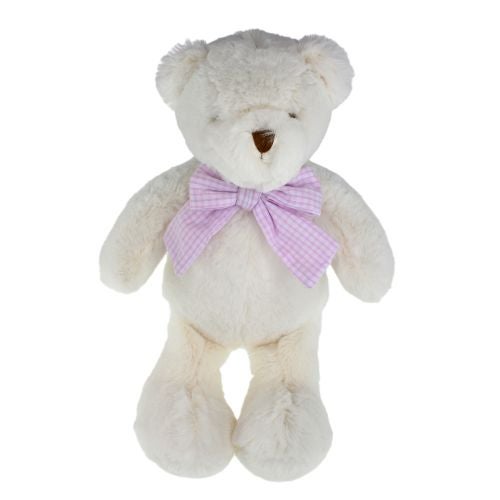 Bamse 29cm krem m/ rosa sløyfe