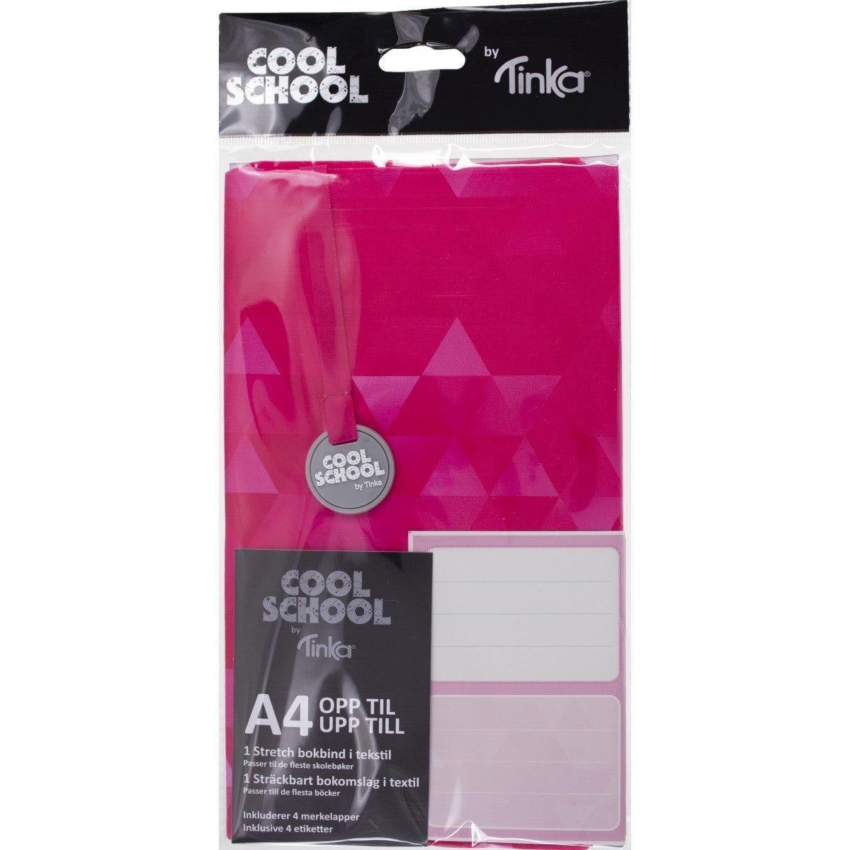 Tekstilbokbind m/4 merkelapper Rosa
