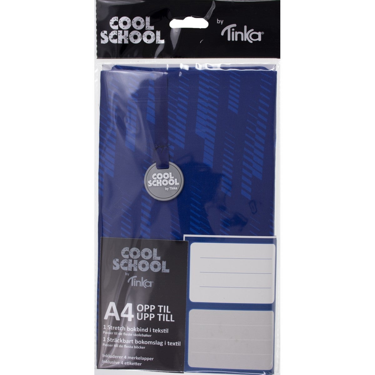 Tekstilbokbind m/4 merkelapper Blått