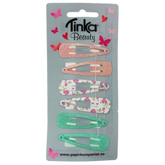Hårklips Glitter/Blomster 6 Stk
